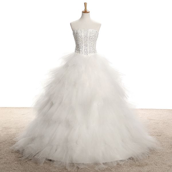 strapless luxurious custom made wedding dresses latest design ball gown princess bridal tulle handmade tiered us2-28w++ crystal beading, White
strapless luxurious custom made wedding dresses latest design ball gown princess bridal tulle handmade tiered us2-28w++ crystal beading, White