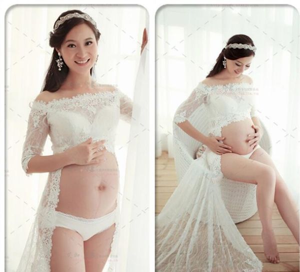 Горячая Пара Беременных Женщин Кружева Платья Материнства Фотография Необычные 
Горячая Пара Беременных Женщин Кружева Платья Материнства Фотография Необычные