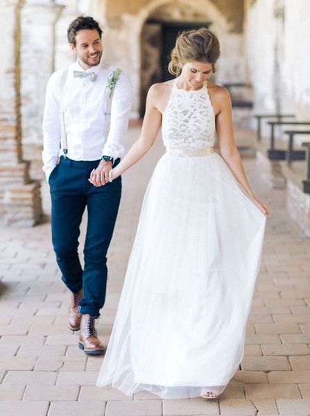 bohemia style beach wedding dresses 2019 new lace matched sash floor length a-line backless halter tulle bridal gowns robe de mariage w986, White
bohemia style beach wedding dresses 2019 new lace matched sash floor length a-line backless halter tulle bridal gowns robe de mariage w986, White