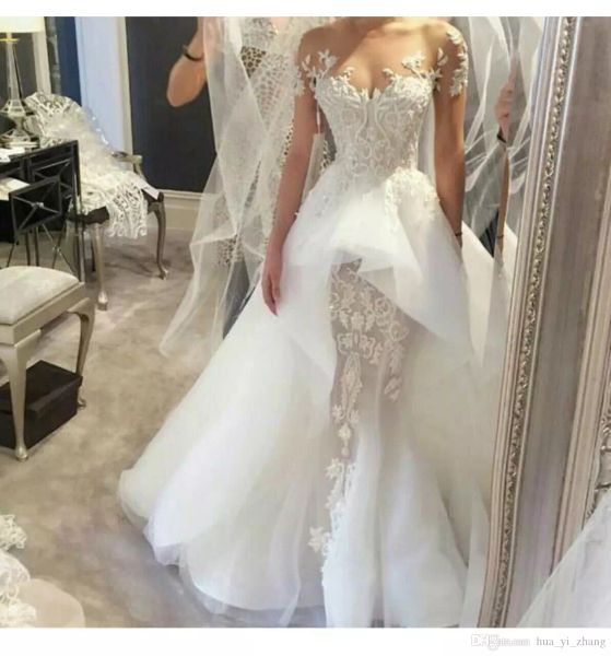 elegant lace wedding dresses off shoulder illusion beaded appliques sleeveless court train overskirts bridal gowns custom made, White
elegant lace wedding dresses off shoulder illusion beaded appliques sleeveless court train overskirts bridal gowns custom made, White