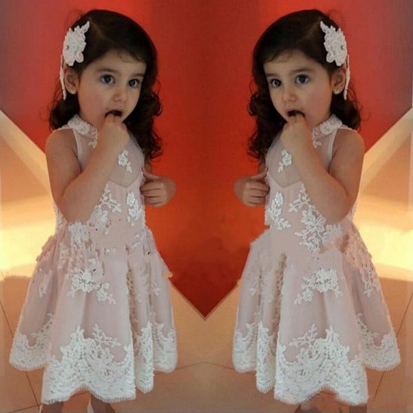 blush pink flower girl dresses for wedding lace appliques high neck sleeveless girls pageant gowns tea length baby birthday party dress, White;blue
blush pink flower girl dresses for wedding lace appliques high neck sleeveless girls pageant gowns tea length baby birthday party dress, White;blue