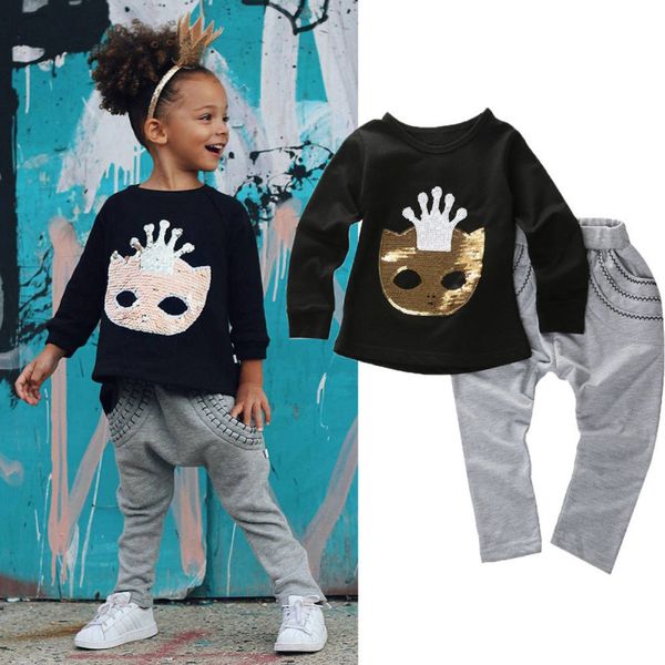 spring autumn toddler baby boys girls sequins mask print cotton casual t shirt harem pants outfits set in stock, White
spring autumn toddler baby boys girls sequins mask print cotton casual t shirt harem pants outfits set in stock, White