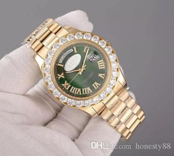 luxury super president 18k gold day date men's watch big diamond prong set sapphire original clasp green face fashion mens wa, Slivery;brown
luxury super president 18k gold day date men's watch big diamond prong set sapphire original clasp green face fashion mens wa, Slivery;brown