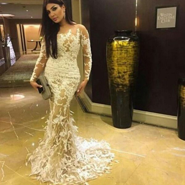 2019 white jewel mermaid prom feather tulle floor length applique long sleeve sequins beaded lace evening gowns prom dress, Black
2019 white jewel mermaid prom feather tulle floor length applique long sleeve sequins beaded lace evening gowns prom dress, Black