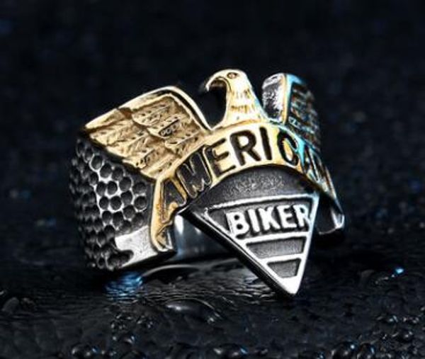 titanium men's ring ring eagle animal punk ring, Golden;silver 
titanium men's ring ring eagle animal punk ring, Golden;silver