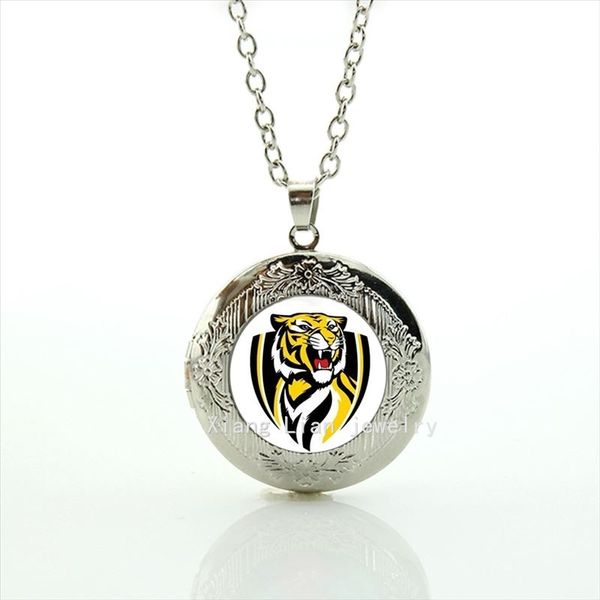 

прохладный животных тигр фото медальон ожерелье спорт регби ричмонд est 1885 ювелирные изделия подарок на день рождения для мужчин и мальчик, Silver