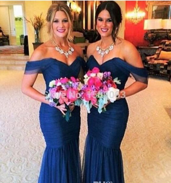 off shoulder bridesmaid dresses 2017 mermaid royal blue pleats tulle long maid of honor formal evening wedding party gowns custom made, White;pink
off shoulder bridesmaid dresses 2017 mermaid royal blue pleats tulle long maid of honor formal evening wedding party gowns custom made, White;pink