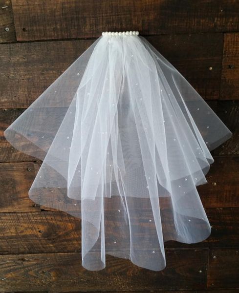 two layer white ivory champagne wedding veil elbow length bridal veil pearls beaded with comb, Black
two layer white ivory champagne wedding veil elbow length bridal veil pearls beaded with comb, Black