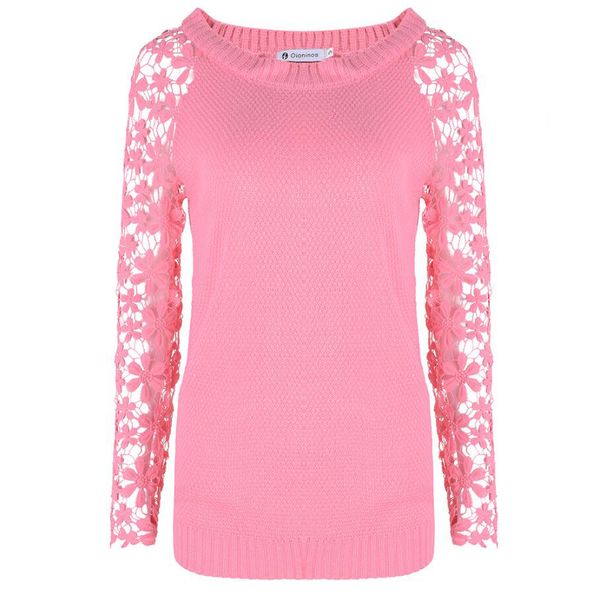 women's lace knitwear elegant pullover sweater long sleeve o neck patchwork knit hollow out sweatshirt casual knitted sweater plus size, White;black
women's lace knitwear elegant pullover sweater long sleeve o neck patchwork knit hollow out sweatshirt casual knitted sweater plus size, White;black
