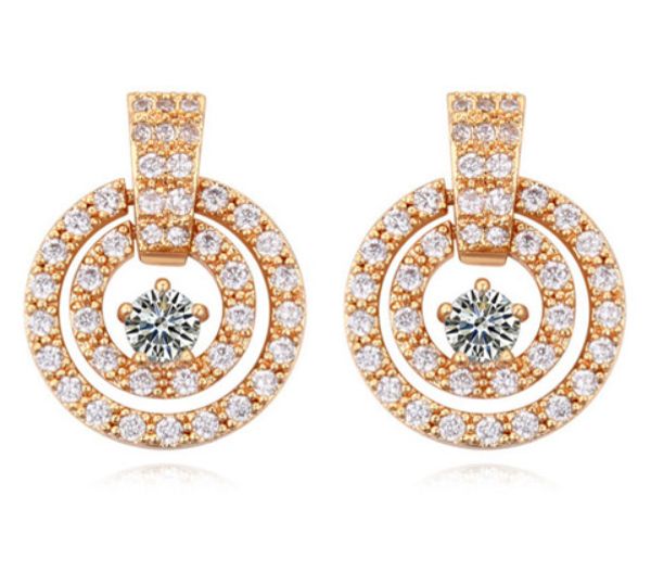 luxury earrings studs fashion women 18k gold plated circles zircon stud earrings jewelry, Golden;silver
luxury earrings studs fashion women 18k gold plated circles zircon stud earrings jewelry, Golden;silver