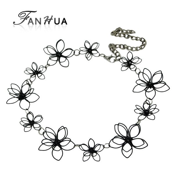wholesale- fanhua new statement necklace flower shape hollow out gothic style black tattoo choker necklace women jewellery, Golden;silver
wholesale- fanhua new statement necklace flower shape hollow out gothic style black tattoo choker necklace women jewellery, Golden;silver