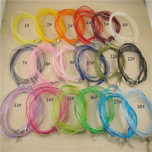 22 colors u choose voile yarn wax ribbon leather bib choker necklaces chain fit pendants 100pcs/ lot 45cm diy chain chain necklace tx, Silver
22 colors u choose voile yarn wax ribbon leather bib choker necklaces chain fit pendants 100pcs/ lot 45cm diy chain chain necklace tx, Silver