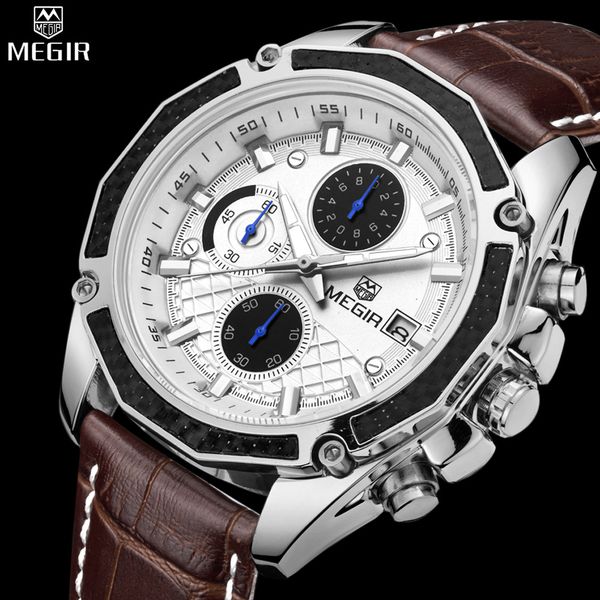 authentic megir quartz male watches genuine leather watches racing men students game run chronograph watch male glow hands, Slivery;brown
authentic megir quartz male watches genuine leather watches racing men students game run chronograph watch male glow hands, Slivery;brown