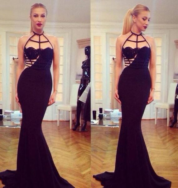 new charming prom party dress sleeveless halter evening dress mermaid backless formal evening dress, Black
new charming prom party dress sleeveless halter evening dress mermaid backless formal evening dress, Black
