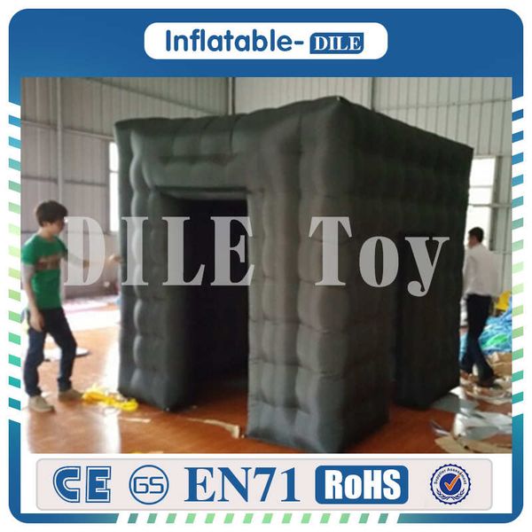 Fashionable Sector Black Inflatable P Booths With 16 Colors Changing Led Lights 2.4*2.4*2.4m P Booth Kiosk