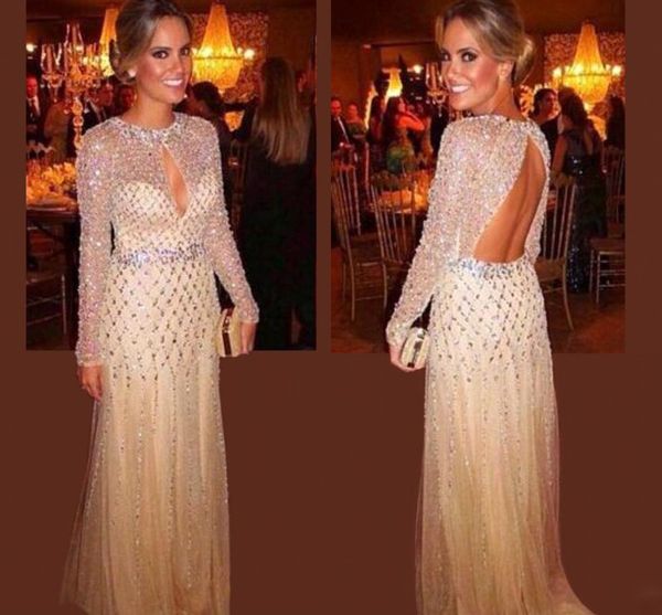 crystals beaded backless long prom dresses 2017 girls party prom gowns long sleeve floor length formal wear vestidos, Black
crystals beaded backless long prom dresses 2017 girls party prom gowns long sleeve floor length formal wear vestidos, Black