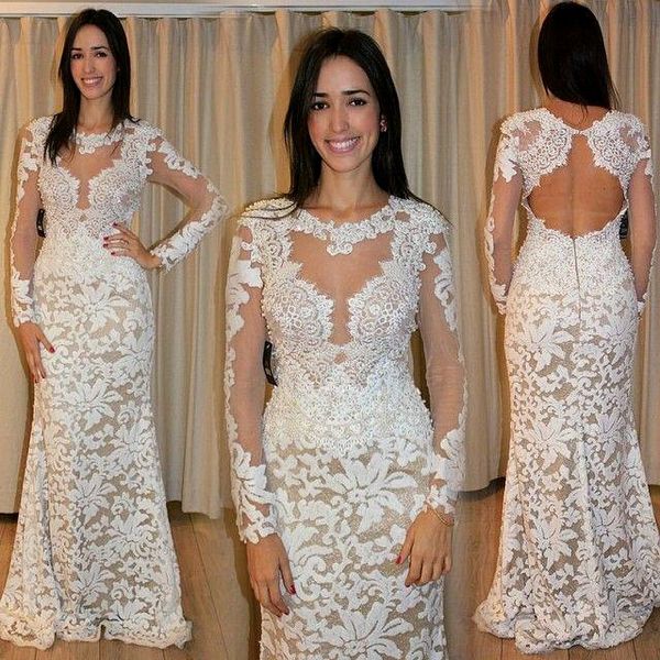 2017 new sheer lace beading sheath evening dresses with long sleeves backless prom dresses court train brides gown, Black;red
2017 new sheer lace beading sheath evening dresses with long sleeves backless prom dresses court train brides gown, Black;red