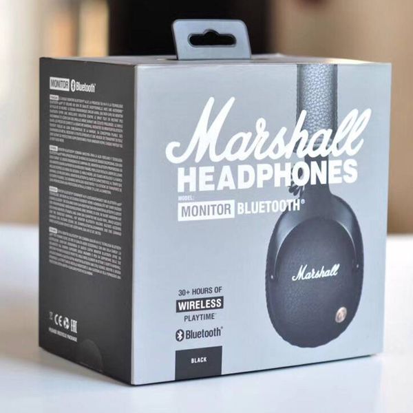 

Marshall Monitor Bluetooth Foldable Headphones with MIC Leather Noise Cancelling Deep Bass Stereo Earphones Monitor DJ Hi-Fi Headset