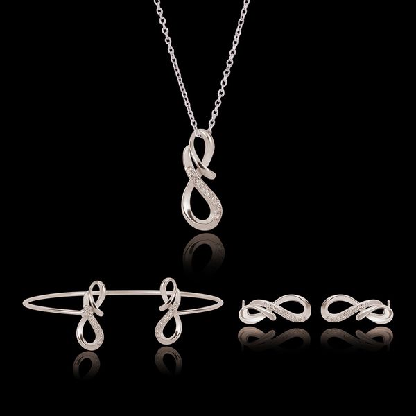 earrings necklace bangle jewelry set exquisite fashion women rhinestone white gold plated infinity party jewelry 3-piece set wholesale js298, Black
earrings necklace bangle jewelry set exquisite fashion women rhinestone white gold plated infinity party jewelry 3-piece set wholesale js298, Black
