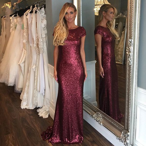 2020 Burgundy Bridesmaid Dresses Sparkling Sequins Cap Sleeve V Back Mermaid Formal Long Bridesmaids Dresses Wedding Guest Dress
2020 Burgundy Bridesmaid Dresses Sparkling Sequins Cap Sleeve V Back Mermaid Formal Long Bridesmaids Dresses Wedding Guest Dress