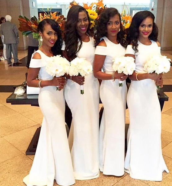 white african mermaid bridesmaid dresses 2017 fashion short sleeves wedding guest dresses custom made sleeved long maid of honor, White;pink
white african mermaid bridesmaid dresses 2017 fashion short sleeves wedding guest dresses custom made sleeved long maid of honor, White;pink