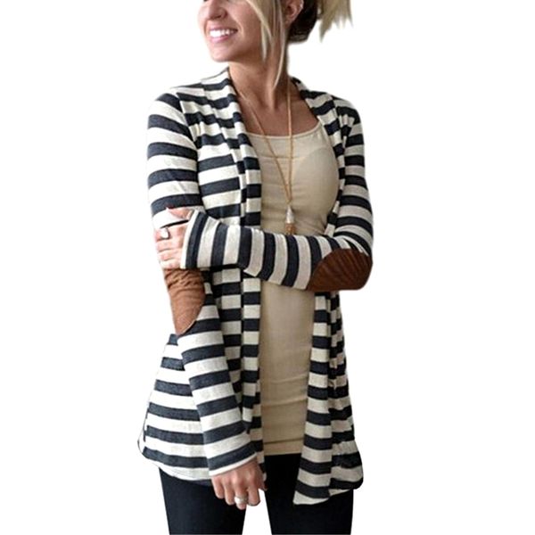 wholesale- fashion 2017 autumn spring outerwear women long sleeve striped printed cardigan casual elbow patchwork knitted sweater plus size, White;black
wholesale- fashion 2017 autumn spring outerwear women long sleeve striped printed cardigan casual elbow patchwork knitted sweater plus size, White;black