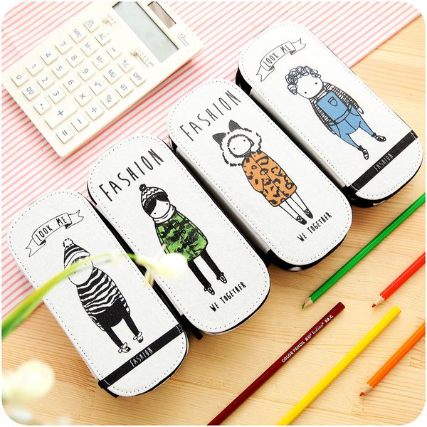 

wholesale-kawaii canvas pencil case multifunction stationery storage organizer pen bag pouch school supply escolar papelaria boys girls