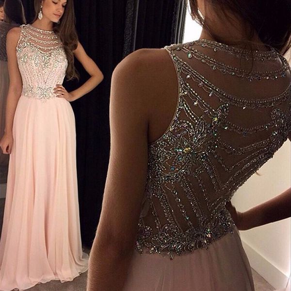 charming scoop neck a line crystal beading pink chiffon evening dresses woman see through formal long evening gowns prom party dress, Black;red
charming scoop neck a line crystal beading pink chiffon evening dresses woman see through formal long evening gowns prom party dress, Black;red