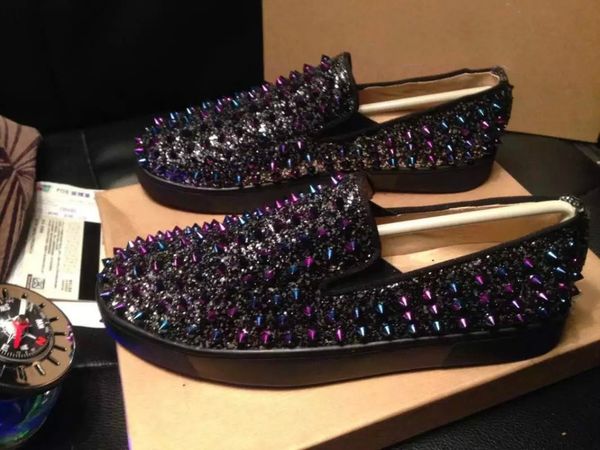 handmade men black genuine leather casual shoes color rivet fashion new brand style men loafers women men's flats size 36-46 ing
handmade men black genuine leather casual shoes color rivet fashion new brand style men loafers women men's flats size 36-46 ing