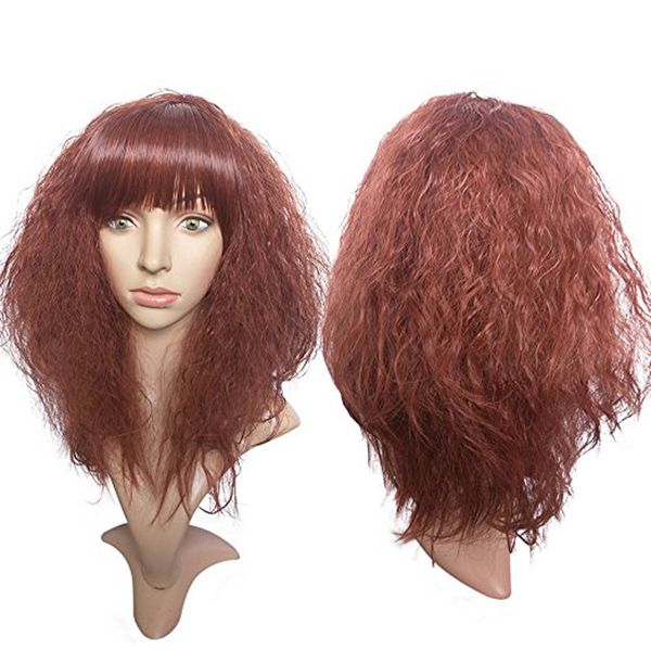 ng cosplay wigs for women long synthetic wavy curly reddish brown wig with bangs, Black
ng cosplay wigs for women long synthetic wavy curly reddish brown wig with bangs, Black