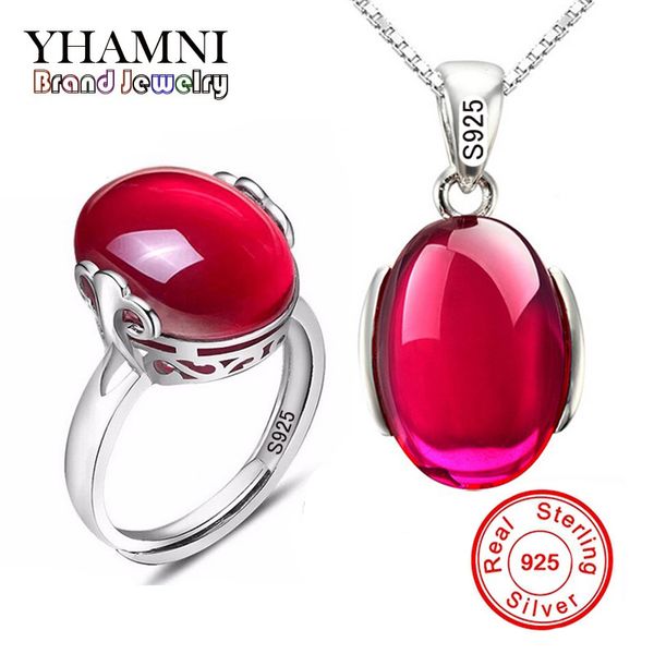 yhamni fashion big natural ruby ring necklace sets pure 925 solid silver red gem bridal jewelry sets for women as001, Slivery;golden
yhamni fashion big natural ruby ring necklace sets pure 925 solid silver red gem bridal jewelry sets for women as001, Slivery;golden