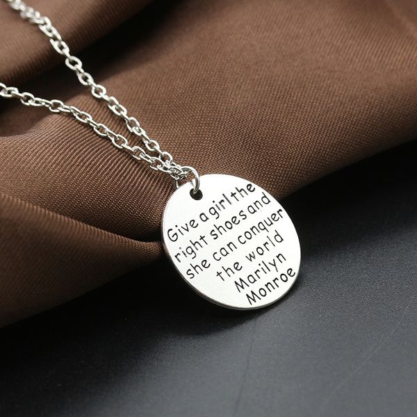 vintage style neaklace with carving letters circle pendant, conquer world, not fade, and ing, Silver
vintage style neaklace with carving letters circle pendant, conquer world, not fade, and ing, Silver