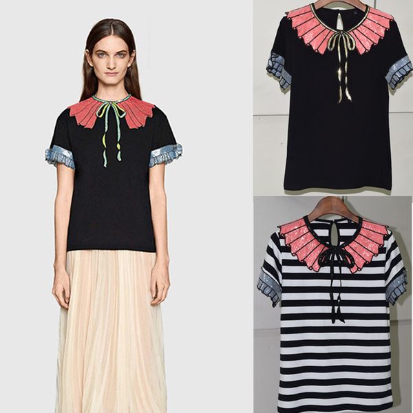 buckle shirt t-shirt 2016 bow t sequin collar women crystal short stripe petal summer new ruffled sleeve black stripe embroidery epkxe
buckle shirt t-shirt 2016 bow t sequin collar women crystal short stripe petal summer new ruffled sleeve black stripe embroidery epkxe