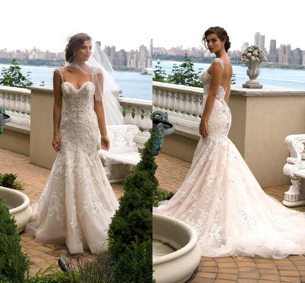 custom lace mermaid wedding dresses backless crystals tulle court train wedding gowns eve of milady, White
custom lace mermaid wedding dresses backless crystals tulle court train wedding gowns eve of milady, White