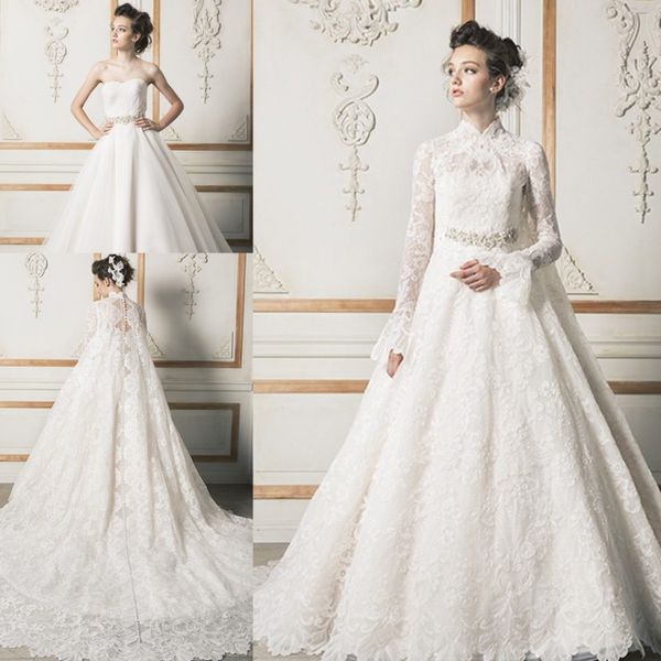 new design sweetheart wedding dresses with lace long sleeves jacket 2017 high neck crystals beaded sweep train bridal gowns custom made, White
new design sweetheart wedding dresses with lace long sleeves jacket 2017 high neck crystals beaded sweep train bridal gowns custom made, White