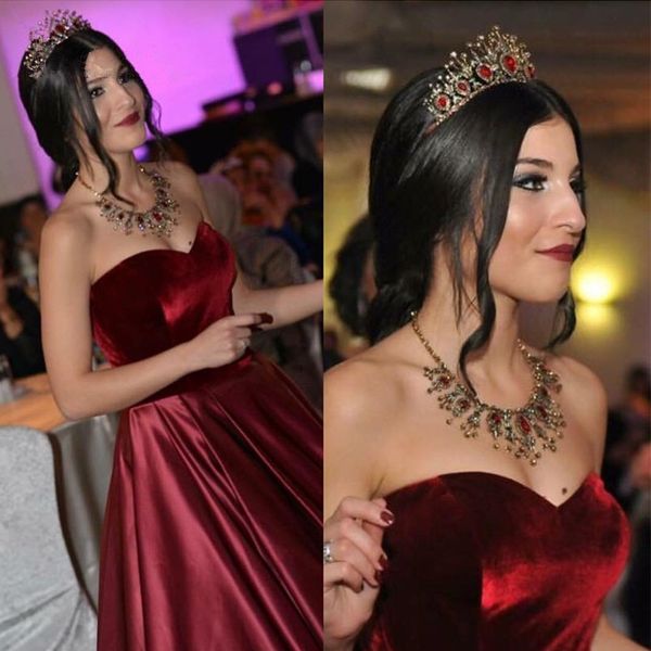 arabic long burgundy prom dresses velvet sweetheart a line formal evening gowns satin floor length vestidos de fiesta, Black
arabic long burgundy prom dresses velvet sweetheart a line formal evening gowns satin floor length vestidos de fiesta, Black