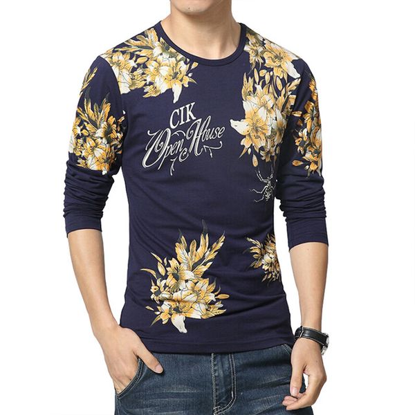 2017 new fashion brand men t-shirt floral print long sleeve slim fit t shirt men 100% cotton casual tee shirts 5xl yh-173, White;black
2017 new fashion brand men t-shirt floral print long sleeve slim fit t shirt men 100% cotton casual tee shirts 5xl yh-173, White;black