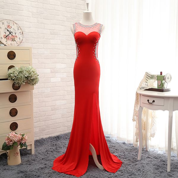jewel neck beaded mermaid evening dress 2018 long split evening gowns elegant party gowns real p, Black;red
jewel neck beaded mermaid evening dress 2018 long split evening gowns elegant party gowns real p, Black;red