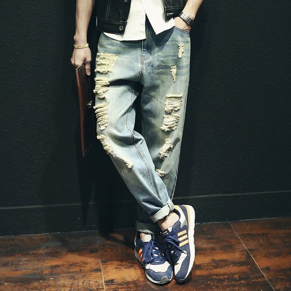wholesale-fashion 2016 ripped design mens jeans retro hole loose denim pants man hip hop beggar style dance harem pant hipster jeans male, Blue
wholesale-fashion 2016 ripped design mens jeans retro hole loose denim pants man hip hop beggar style dance harem pant hipster jeans male, Blue