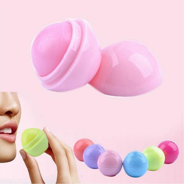 Image of Cute Round Ball 3D Lip Balm Fruit Flavor Mouth Beauty Natural Moisturizing Lips Care Balms Lipstick