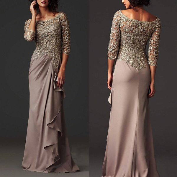 

Zuhair Murad Evening Dresses 2019 Bateau Neckline Lace and Chiffon Mother of the Bride Dresses Arabic Formal Evening Gowns with Sleeves