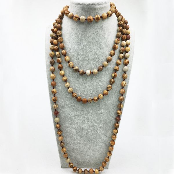 st0315 8mm jasper mala necklace handmade long length necklace knotted 72 inch picture jasper necklace long stone necklace, Silver
st0315 8mm jasper mala necklace handmade long length necklace knotted 72 inch picture jasper necklace long stone necklace, Silver