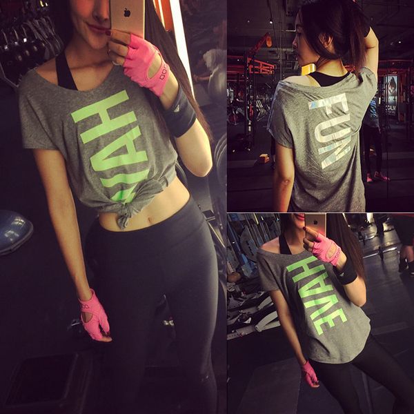 wholesale-new 2016 movement short sleeve t-shirt printing speed dry breathable perspiration noctilucent running fitness yoga coat female, Gray;blue
wholesale-new 2016 movement short sleeve t-shirt printing speed dry breathable perspiration noctilucent running fitness yoga coat female, Gray;blue