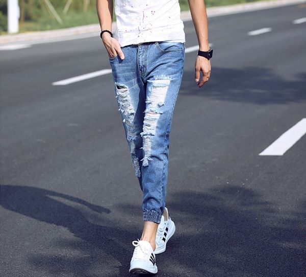 2016 brand men jeans joggers pants summer casual mens slim ripped jeans homme fashion distressed denim biker jeans, Blue
2016 brand men jeans joggers pants summer casual mens slim ripped jeans homme fashion distressed denim biker jeans, Blue