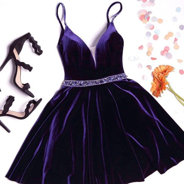 elegant velvet purple knee length short homecoming dresses 2017 straps spaghetti deep v neck cocktail party gowns graduation wear ba7062, Blue;pink
elegant velvet purple knee length short homecoming dresses 2017 straps spaghetti deep v neck cocktail party gowns graduation wear ba7062, Blue;pink
