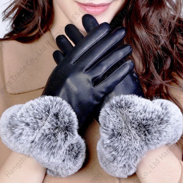 winter ladies pu leather gloves imitation rabbit hair u shape fashion five fingers keep warm 4 colors, Blue;gray
winter ladies pu leather gloves imitation rabbit hair u shape fashion five fingers keep warm 4 colors, Blue;gray