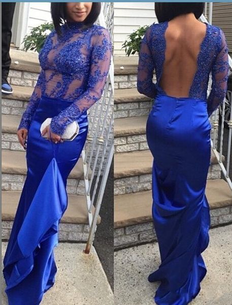 2016 royal blue sheer prom dresses backless africa vestidos de festa satin made in china lace long formal party evening gowns, Black
2016 royal blue sheer prom dresses backless africa vestidos de festa satin made in china lace long formal party evening gowns, Black
