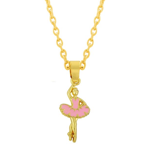 18k gold plated ballerina ballet pink enameled dress pendant dance dancing necklace girls jewelry, Silver
18k gold plated ballerina ballet pink enameled dress pendant dance dancing necklace girls jewelry, Silver