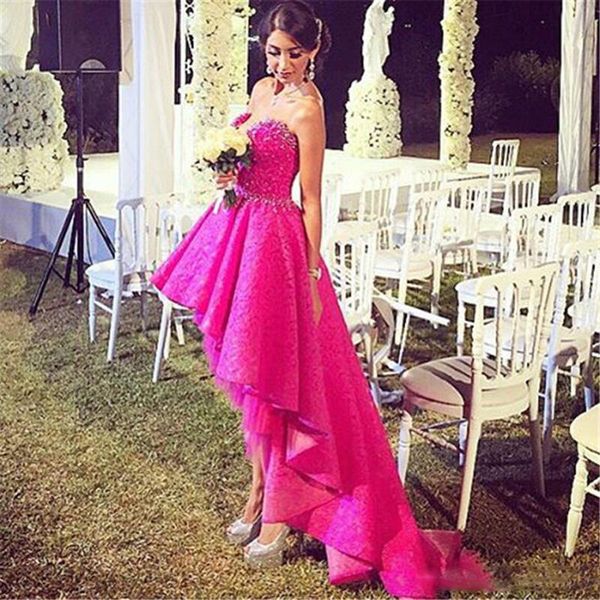 short front long back fushica dress evening 2018 new arrivals pink lace high low prom dresses with sweep train, Black
short front long back fushica dress evening 2018 new arrivals pink lace high low prom dresses with sweep train, Black