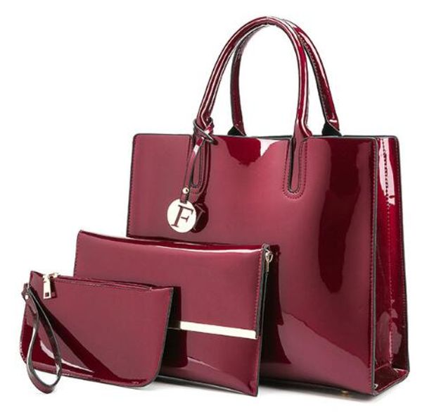 2018 new autumn winter patent women shoulder bag fashion casual tote 3 pieces 1 set